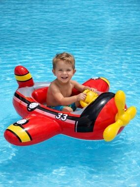 Intex Inflatable Swim Float Red Airplane Pool Cruiser Boat Kids 3-6 Raft Summer